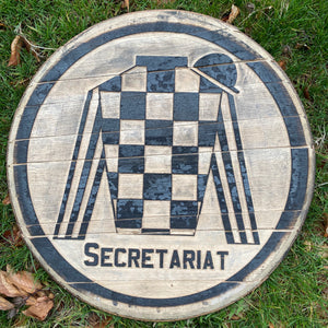 Secretariat Triple Crown Engraved Reclaimed Bourbon Barrel Head