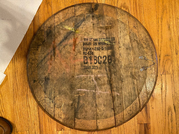 Navy Engraved Reclaimed Bourbon Barrel Head